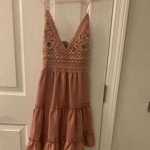 Blush Dress with Lace Eyelet Detail